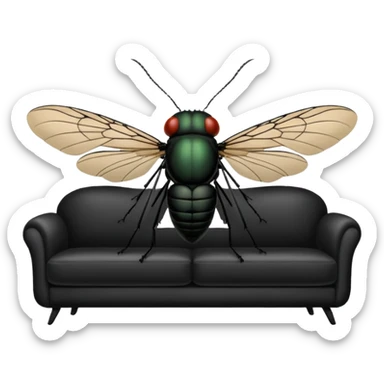 Black Cicada watching on a phone sit on a sofa  sticker