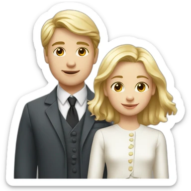 Petit garçon blanc avec fille ado blonde sticker