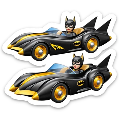 Hot wheels racing cartoons BatGirl’s 1952 stealth retro cat burglar sporty futuristic pursuit mobile cruiser car (reclined seating position) sticker