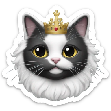 Black kitty with white patch on front of neck with them of royalty sticker