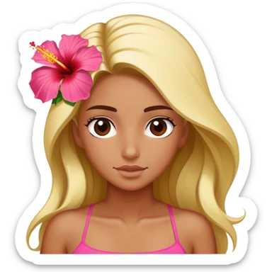 Surfer girl with a hibiscus in hair sticker