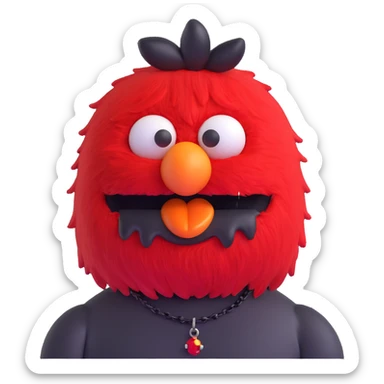 annoyed emo Elmo with piercings and a choker sticker