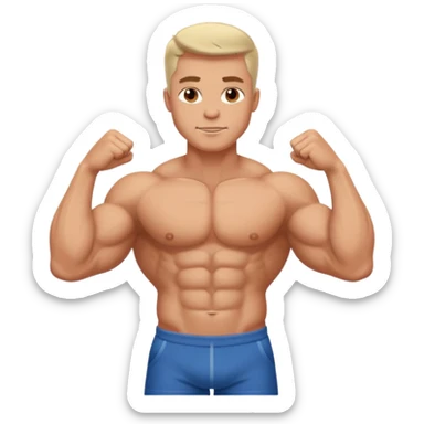 a white muscle man posing sticker
