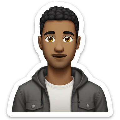 A 22 year old, North African man, with short black hair, with none facial hair,   with brown eyes wearing a t-shirt. sticker