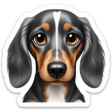 Long haired dachshund gray harlequin eyes Véron sticker