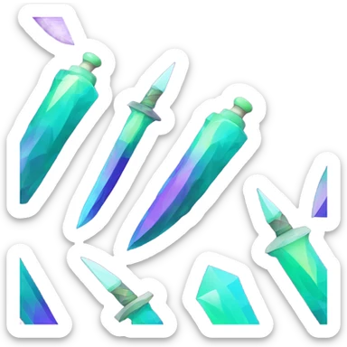 45° angle Aurora borealis purple teal lime green dagger knife sword sticker