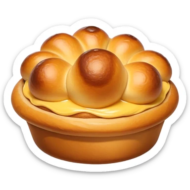 Cinematic Realistic Yorkshire Pudding Dish Emoji, showcasing a light, airy, golden puff with a crispy exterior rendered with lifelike detail and soft natural lighting that accentuates its classic appeal. sticker