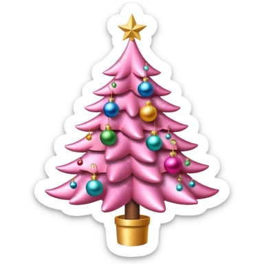 pink christmas tree with pretty ornaments sticker