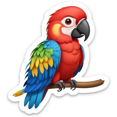 cinematic-cute-macaw-portrait-emoji,-head-tilted-playfully-and-inquisitively,-with-a-dazzling-red-plumage-and-round,-sparkling-eyes-filled-with-charm,-simplified-yet-irresistibly-adorable-features,-highly-detailed, white beak sticker