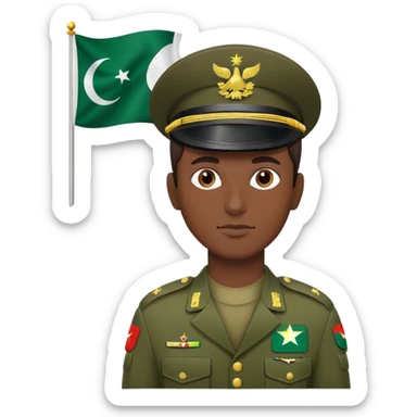 Pakistani soldier in military uniform with Pakistan flag sticker