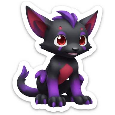 Cute cool dark black red purple animal hybrid Fakemon full body sticker