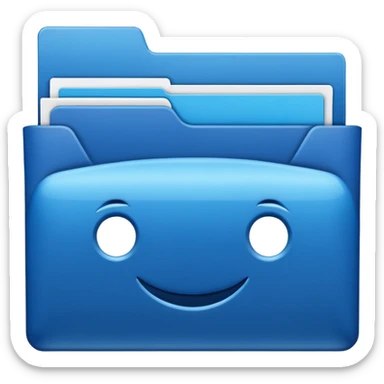 A **simple emoji-style icon** of a **blue multipocket folder**, clean and minimal, with **layered inner tabs**, subtle shading, and a **small blue Volkswagen Jetta car symbol** on the front. blue folder
 sticker