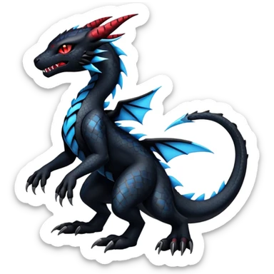 Gothic Edgy Badass Gloomy Dark Guilmon-Salandit-Umbreon-Fakémon-hybrid-creature (full body)  sticker