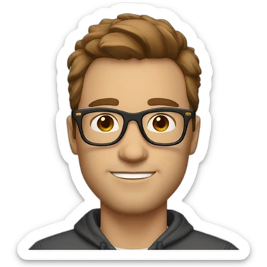 30 year old white male with brown hair, brown eyes and cool glasses from Chicago, IL sticker