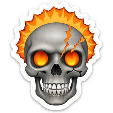 Skull who's upper side is exploded with an volcano eruption  sticker