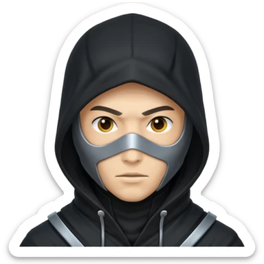 hooded ninja cyborg sticker