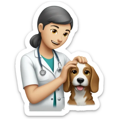 cat - vet treating a dog sticker