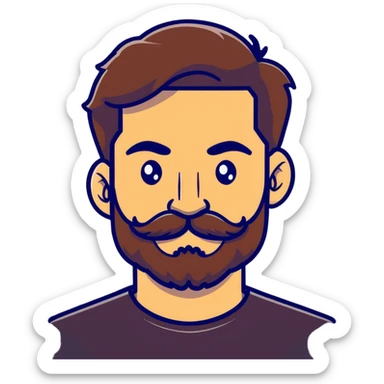 bearded man with mustache and connected bushy eyebrows sticker