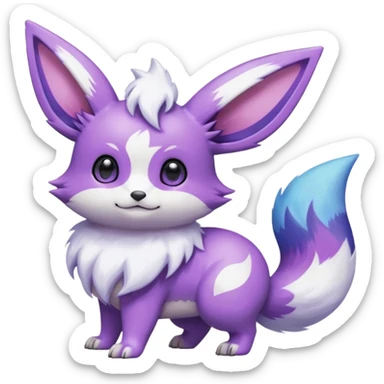 Shiny White with Violet and Indigo markings and nebula markings Eevee-Minccino-Zangoose-Digimon-Pokémon-Fakémon-fusion-hybrid-creature sticker