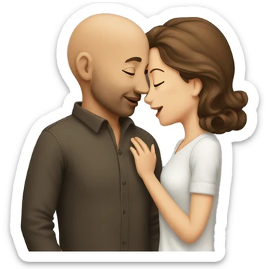 Bald man kissing brown haired girl sticker