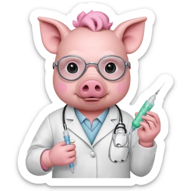 Pig doctor with mask and syringe.














 sticker
