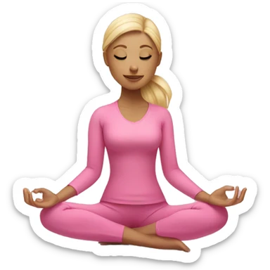 Blonde girl doing yoga in pink suit  sticker