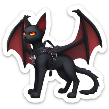 cool edgy black evil red ethereal fantasy nargacuga-bat-cat-Fakemon collar harness full body sticker