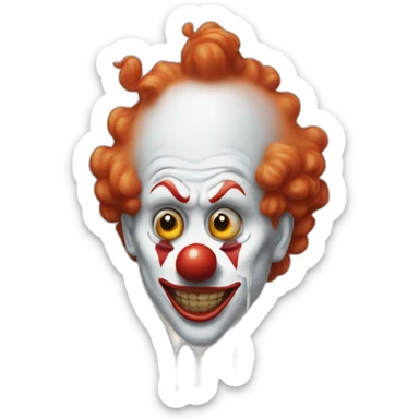 creepy clown with white liquid on his mouth sticker