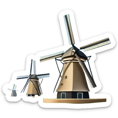 cinematic-realistic-kinderdijk-windmills-landmark-emoji,-showcasing-traditional-dutch-windmills-aligned-along-a-tranquil-canal,-with-lush-green-fields,-soft-ripples-in-the-water. sticker