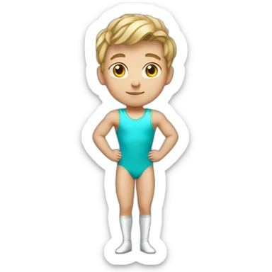 sporty european boy in gymnast leotard sticker