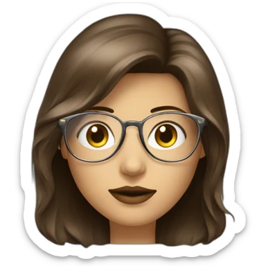 femme brune cheveux long a lunettes en metal doré sticker