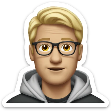Man, Blond hair, airpods in the ears, glasses and nike hoodie sticker