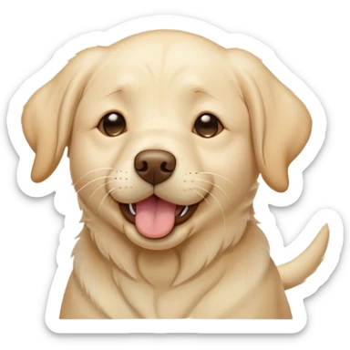 Cinematic Cute Yawning Cream Labrador Portrait Emoji, Head tilted slightly with a dramatic, wide-open yawn, showcasing a smooth cream Fur with a subtle shimmer, floppy ears slightly drooping, round warm eyes barely open in drowsy contentment, Simplified yet irresistibly adorable features, highly detailed, glowing with a soft, cozy glow, high shine, relaxed yet expressive, stylized with a touch of whimsy, bright and endearing, soft glowing outline, capturing the essence of a sleepy yet affectionate companion, so drowsy it feels like it could stretch out of the screen and curl up for a nap! sticker