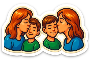 The part about the kiss on the cheek and the part about the kiss on the eye, a mother and son thing sticker