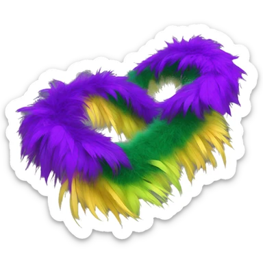 Realistic isolated purple,green,and yellow feather mardi gras boa. sticker