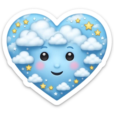 light blue heart with clouds and stars sticker