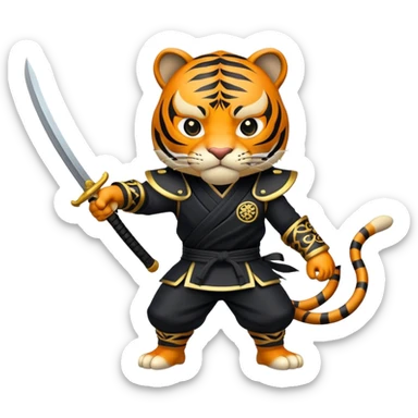 Feudal Japan tiger ninja with black outfit sticker