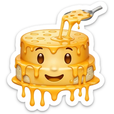 face emoji with melted cheese pouring over sticker
