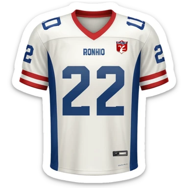 White football jersey turn around with number 22 and my name RONIHO sticker