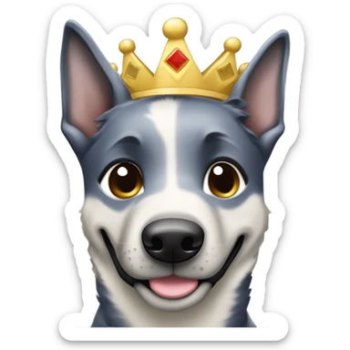 A smiling malinois dark blue merle without red color with a crown on his head sticker