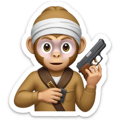 Monkey wearing a dorag and holding a glock sticker