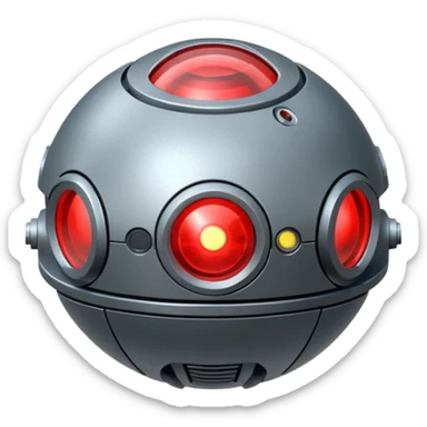 flying orb shaped futuristic targeting droid acquires target and paints with laser. sci-fi war. no propellers  sticker