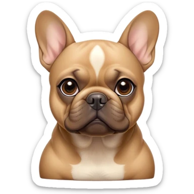 Cinematic Noble Fawn French Bulldog Portrait Emoji, Poised and regal, with a compact, muscular build and a sleek, well-groomed fawn coat, deep-set soulful dark eyes, Simplified yet sharp and sophisticated features, highly detailed, glowing with a soft, dignified glow, high shine, intelligent and determined, stylized with an air of authority, focused and attentive, soft glowing outline, capturing the essence of a watchful and confident companion, so majestic it feels as though it could strut out of the screen with effortless authority! sticker