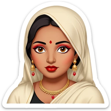 big plus size, indian, dupatta, baddie,pretty, makeup, bright red lipgloss, black eyeliner, sticker