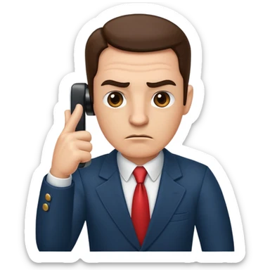 boss on a phone call, giving a thumbs down sticker