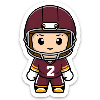 Softball player girl with medium length light brown hair maroon gold jersey black helmet sticker