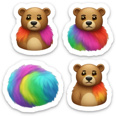 bear wit rainbow fur sticker