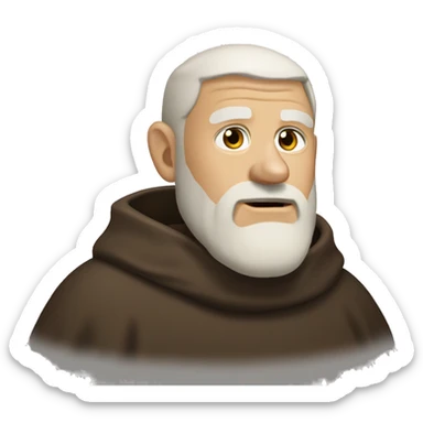 A middle-aged white male friar with a grizzled appearance, buzz cut, no facial hair, and a square jaw. sticker