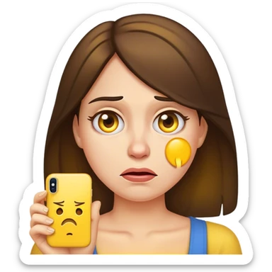 🤨+😠+👩🏼‍🦰 a bit angry more disgusted and make it a yellow iPhone emoji and brunette sticker