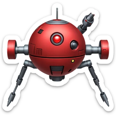 flying orb shaped futuristic targeting droid acquires target and paints with laser. sci-fi war. no propellers  sticker